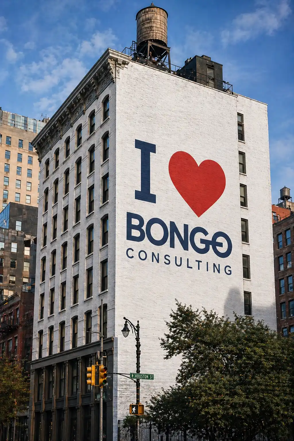 Commercial building with Bongo logo on the side